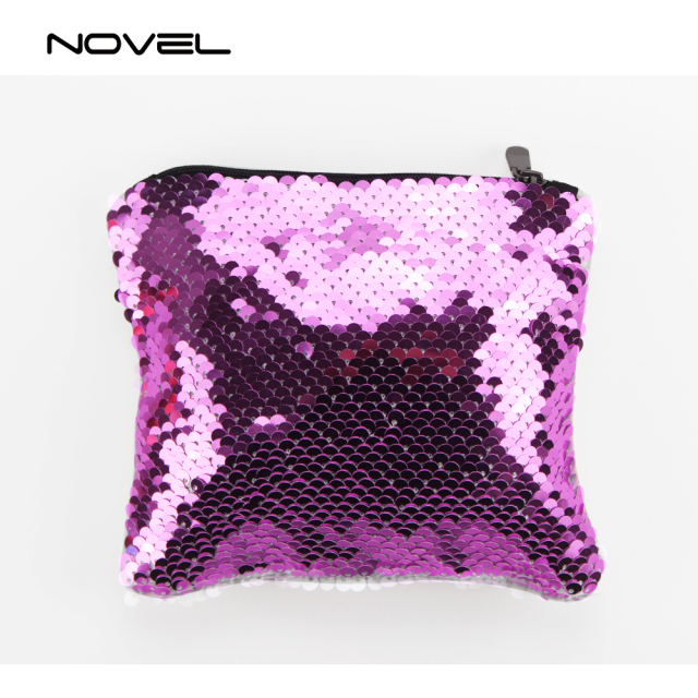 Reversible Magic Sequin Sublimation Blank Mini Makeup Bag Glitter Purse,14.5x12.5cm