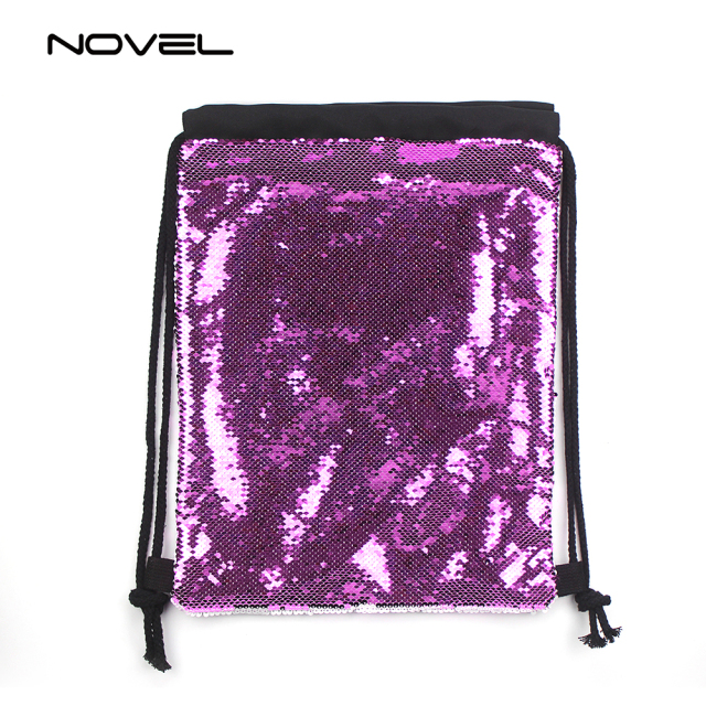 Sublimation Magic Sequin Drawstring Backpack Glitter Sport Bag