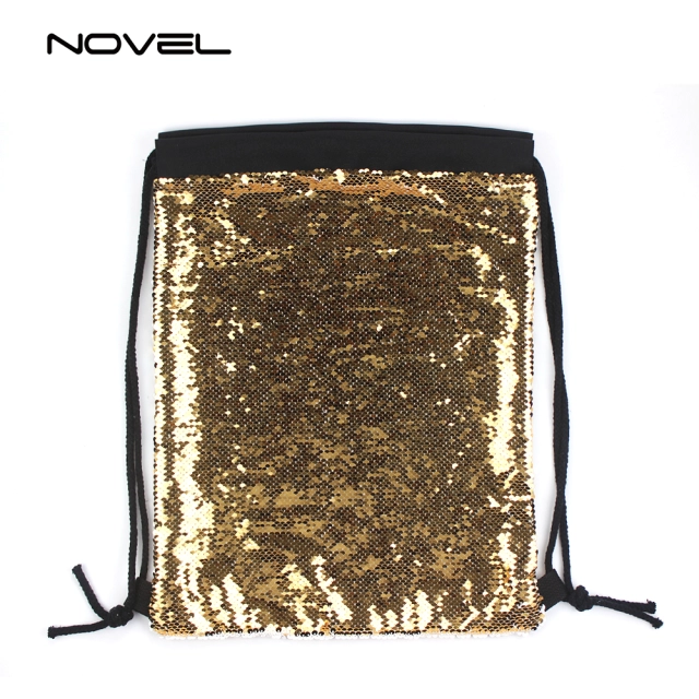 Sublimation Magic Sequin Drawstring Backpack Glitter Sport Bag