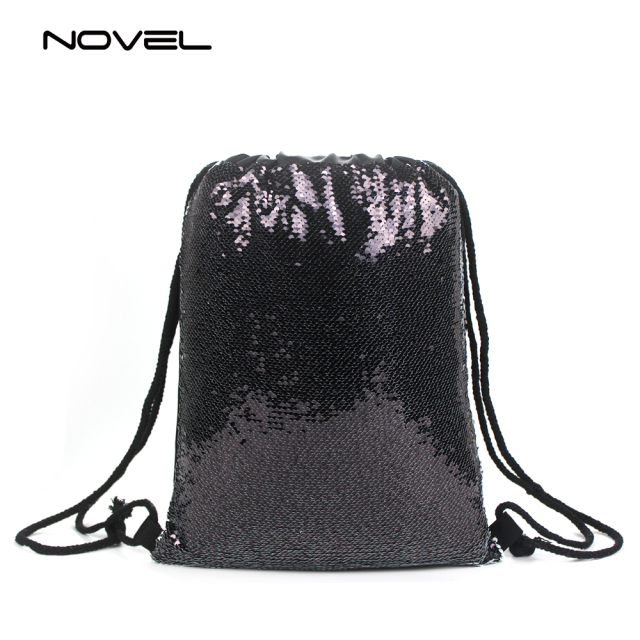 Sublimation Magic Sequin Drawstring Backpack Glitter Sport Bag