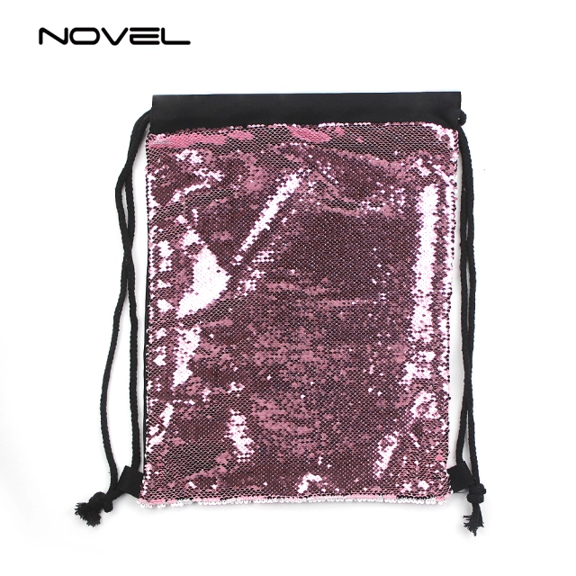 Sublimation Magic Sequin Drawstring Backpack Glitter Sport Bag