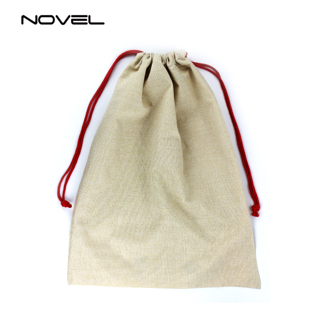 Drawstring Santa Sack Cotton Linen Christmas Gift Bag