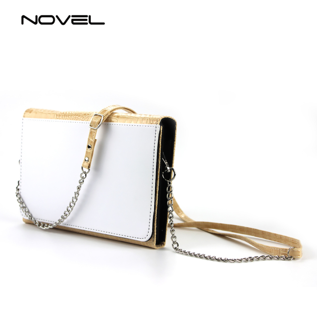 DIY Sublimation PU Crocodile Lady Leather Crossbody Bag with Shoulder Chain Strap