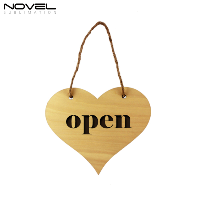 NEW!!!! Custom Blank Sublimation Natural Wood Door Hanging Door Plate-Heart Shape