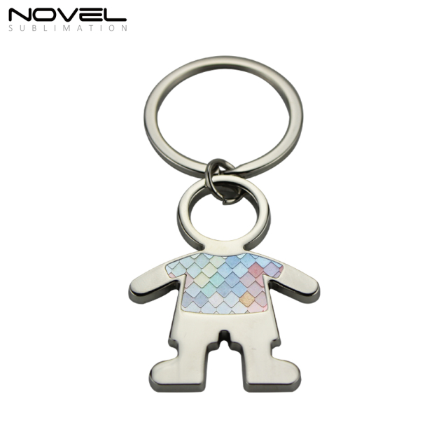 Custom Keyring Sublimation Blank Printing Metal Keychain-Boy Shape