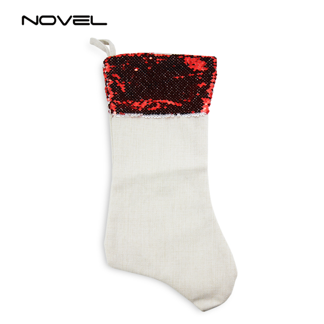 Sequin Christmas Stocking Sublimation Xmas Socks