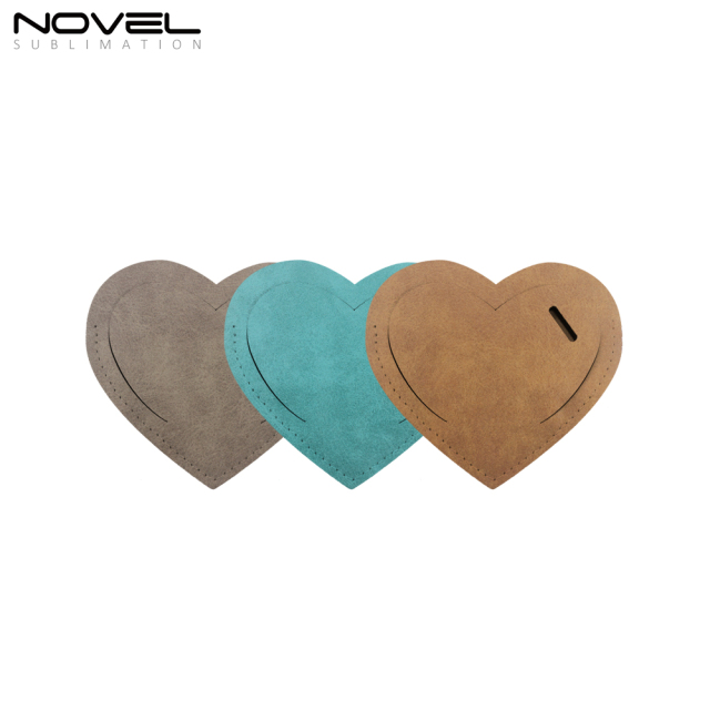 Heart Color Luggage Tag Sublimation Printing PU Leather Luggage Tag Holder #2