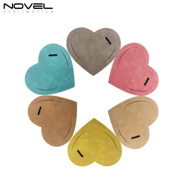 Heart Color Luggage Tag Sublimation Printing PU Leather Luggage Tag Holder #2