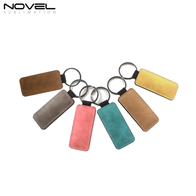 Sublimation PU Keychain Rectangle Color Key Tag