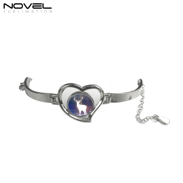 Fashionable Sublimation Bracelet,Heart with middle round printable
