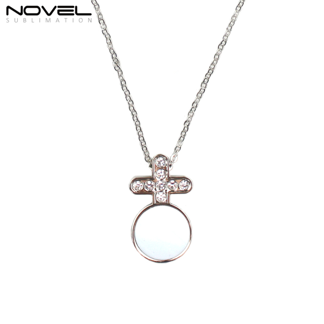 Fashionable Sublimation Necklace -Round with Diamonds