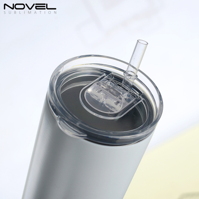 Sublimation White Skinny Tumbler with straws,Stainless Steel slim Tumbler With Lid