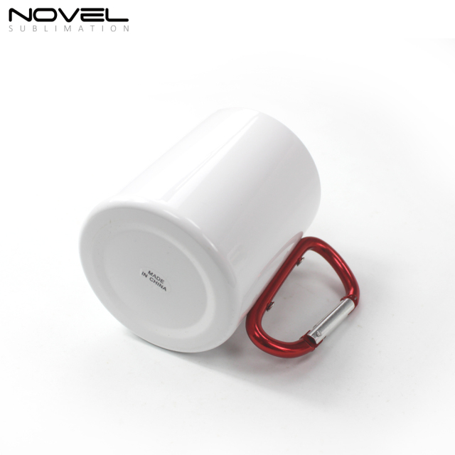 300ml Stainless Steel Sublimation Mug With Red Carabiner Handle