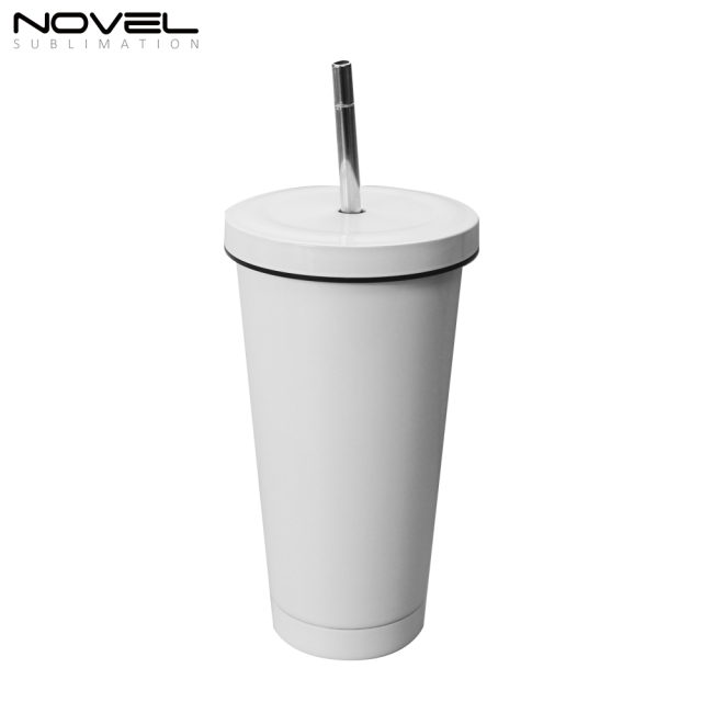 500ml Conical Straw Thermos Cup Stainless Steel Mug