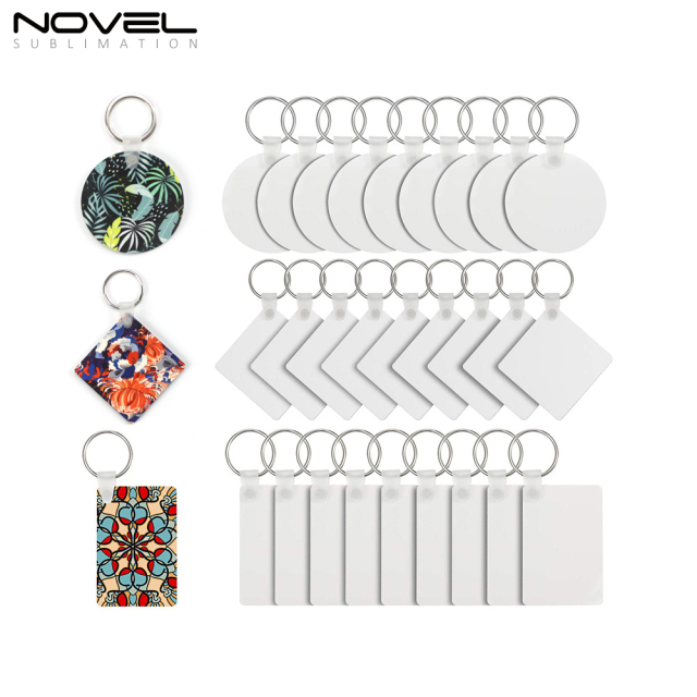 Promotion Gifts MDF Keychains Sublimation MDF Key ring 5 Shapes Sublimation Blank Keychain 100pcs/lot