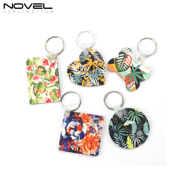 Promotion Gifts MDF Keychains Sublimation MDF Key ring 5 Shapes Sublimation Blank Keychain 100pcs/lot