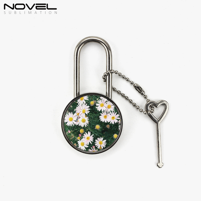 Zinc alloy Padlock Sublimation Metal Lock Square Heart Circle Lock with Key Heat Round Square Shapes