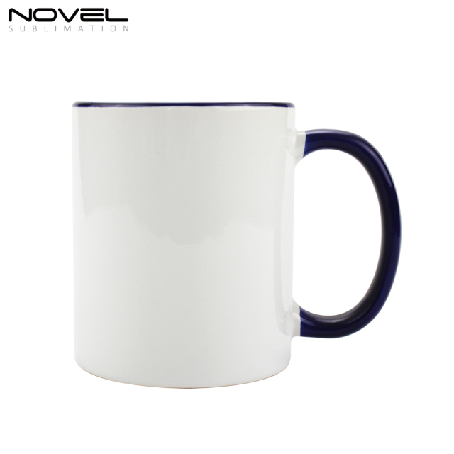 11oz Ceramic Coffee Mug Classic Mug with Color Rim and Handle