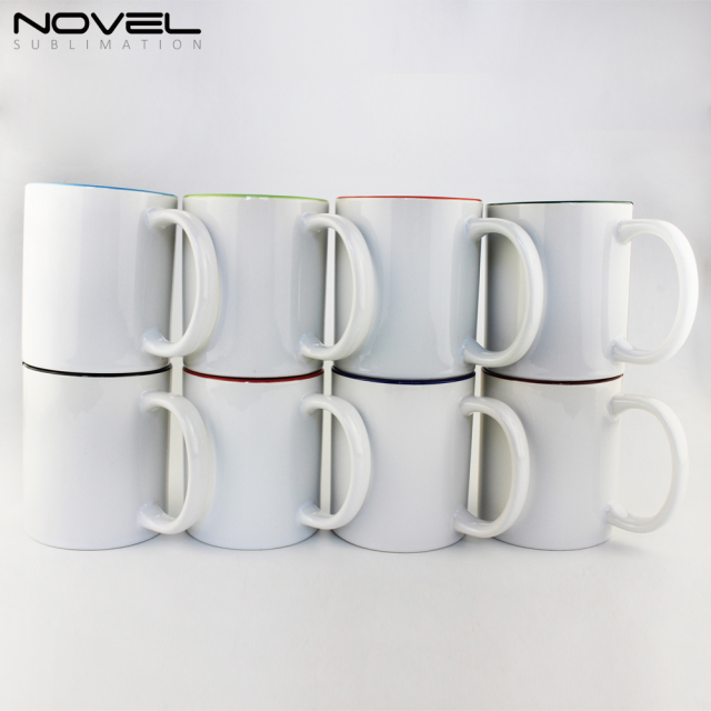 11oz Inside Color Mug Ceramic Coffee Mugs with inner Colors White Handle White Box