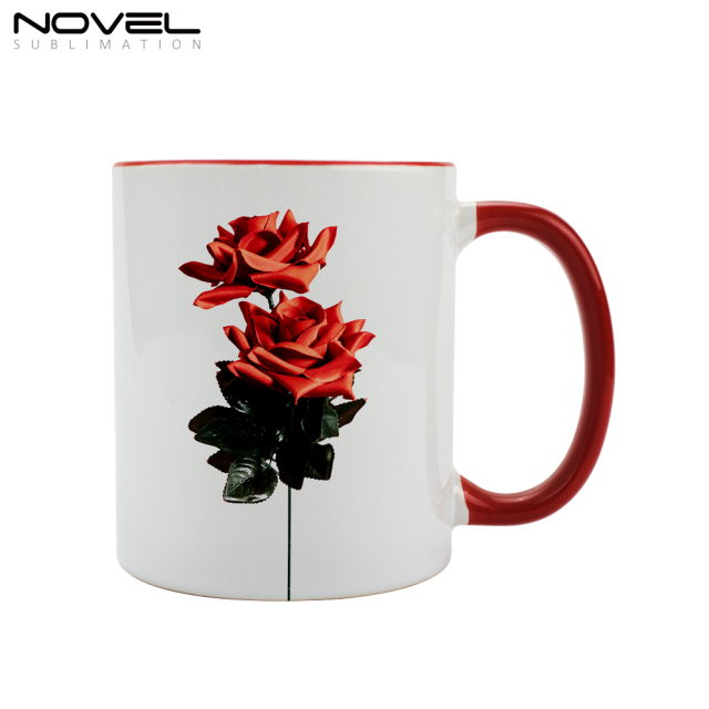 11oz Ceramic Coffee Mug Classic Mug with Color Rim and Handle