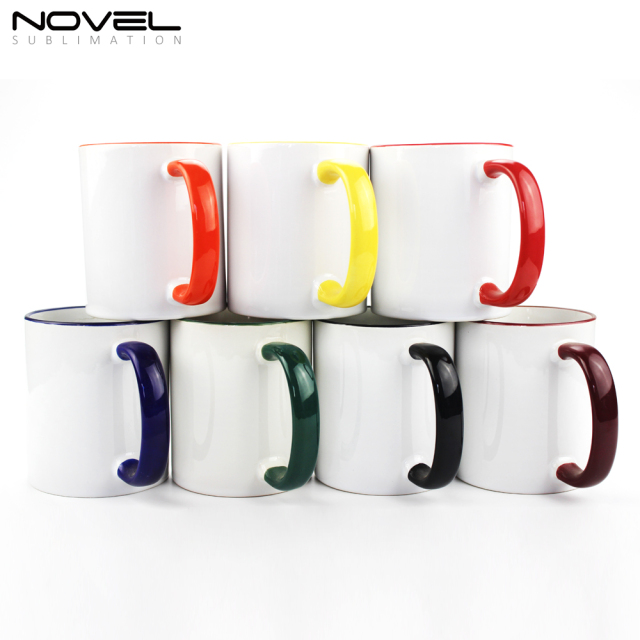 11oz Ceramic Coffee Mug Classic Mug with Color Rim and Handle