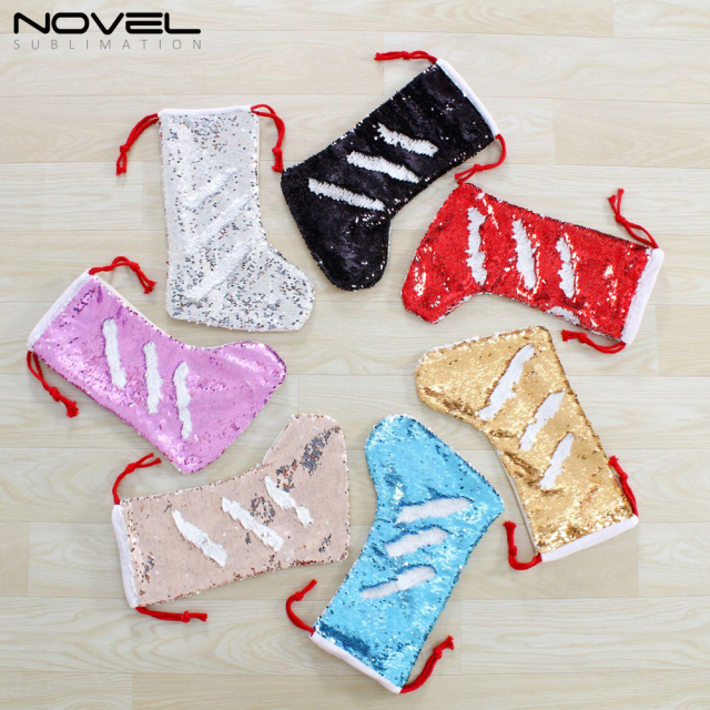 Color Sequin Sublimation Sequins Christmas Sock