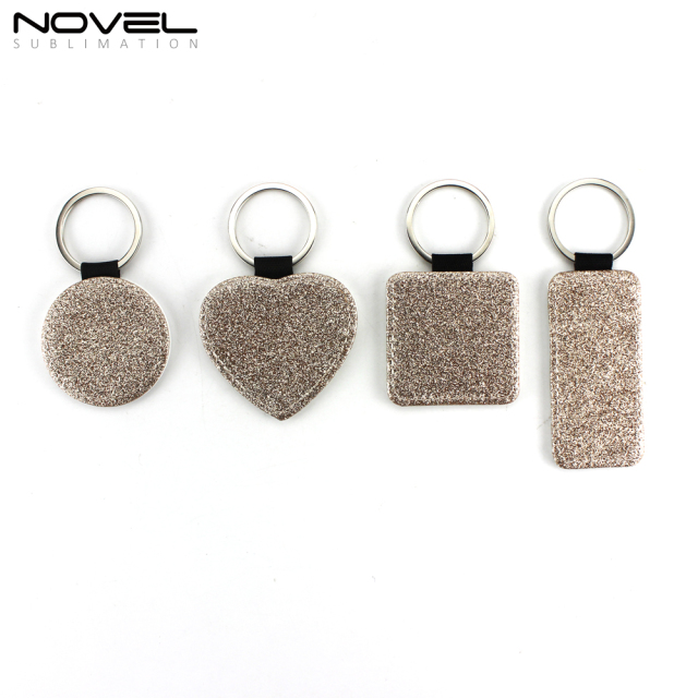 Sublimation DIY Colorful BlingBling PU Leather Keychain Rectangle