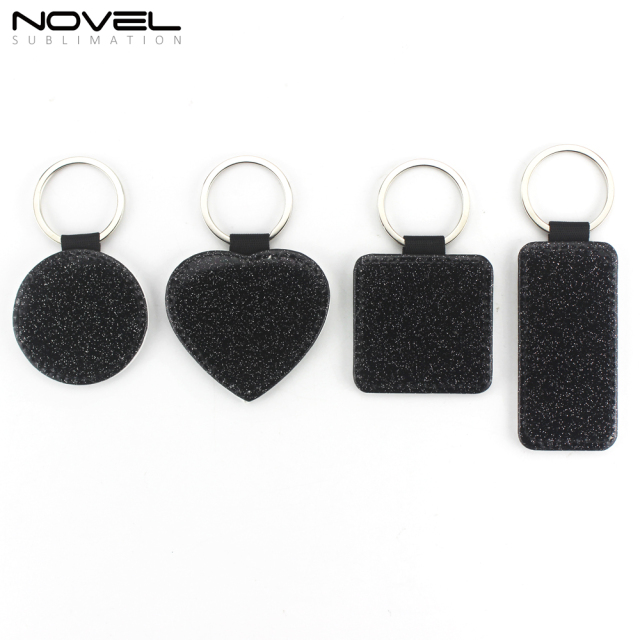 Sublimation DIY Colorful BlingBling PU Leather Keychain Rectangle