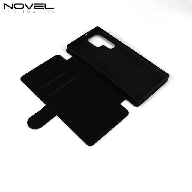 Blank Printable  Flip PU Leather Wallet Case For Galaxy S22 Ultra With Card Slot