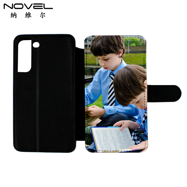 Blank Sublimation Flip PU Leather Wallet Case For Galaxy S22 With Card Slot