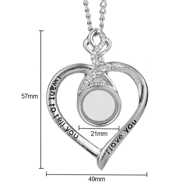 Fashion Sublimation Blank Metal Big Heart Necklace With Round Snap