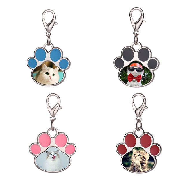 Zinc Alloy Sublimation Blank Colorful Dog Paw Dog Tag