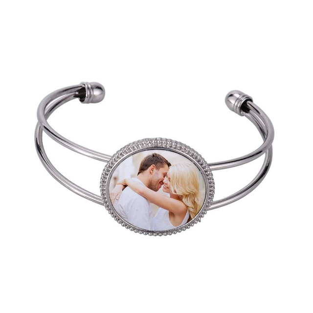 Sublimation Fashion Bracelet With Aluminum Sheet For Heat Press Printing Open With 1 Round