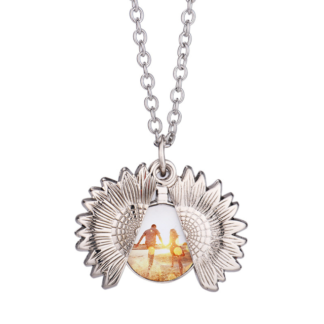 Fashion Sublimation Blank Metal Sweater Ornament - Sunflower Necklace