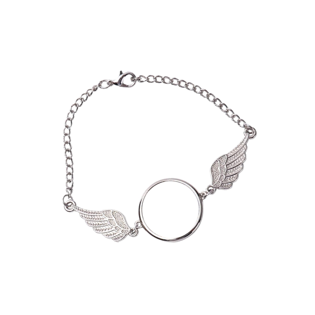 Fashion Sublimation Bracelet Angel Wing With One Round Metal Insert Printable