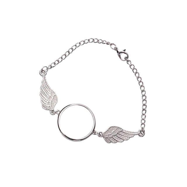 Fashion Sublimation Bracelet Angel Wing With One Round Metal Insert Printable