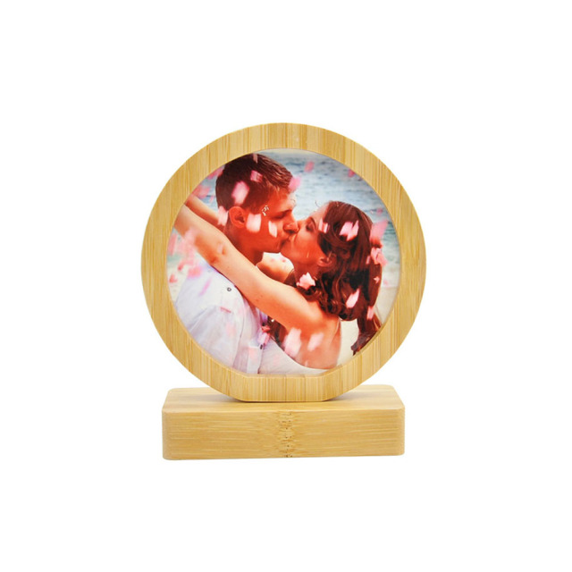 Round Shape Bamboo Frame with MDF Insert Popular Chirsmas gift DIY Dye Sublimation Blanks Bamboo Family Photo Frames