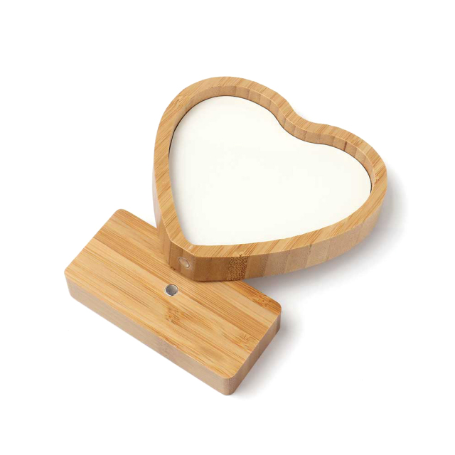 Heart Shape Bamboo Frame with MDF Insert Bamboo Crafts Dye Sublimation Blanks Picture for Christmas Gift