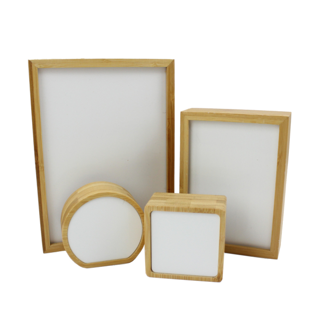 Wholesale Custom 7*7cm Bamboo Frames Dye Sublimation Blanks Photo Frame with Music Box Eco-friendly Wood Bamboo Photo Frame