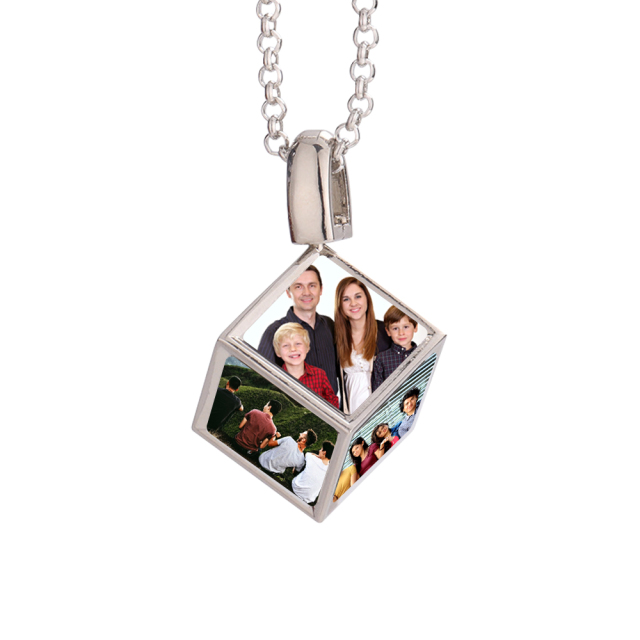 Sublimation Metal Jewelry Dice Square Pendant Necklace WIth Metal Insert