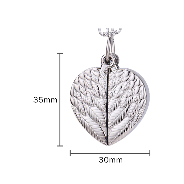 Fashion Sublimation Women Jewelry Blank Metal Heart Shape Wings Pendent Necklace
