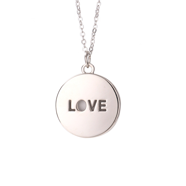 Sublimation Metal Round Hollow Necklace WIth Metal Insert