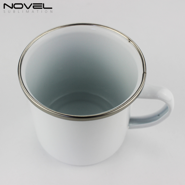 Sublimation Porcelain Enamel Mugs With Stainless Steel Rim