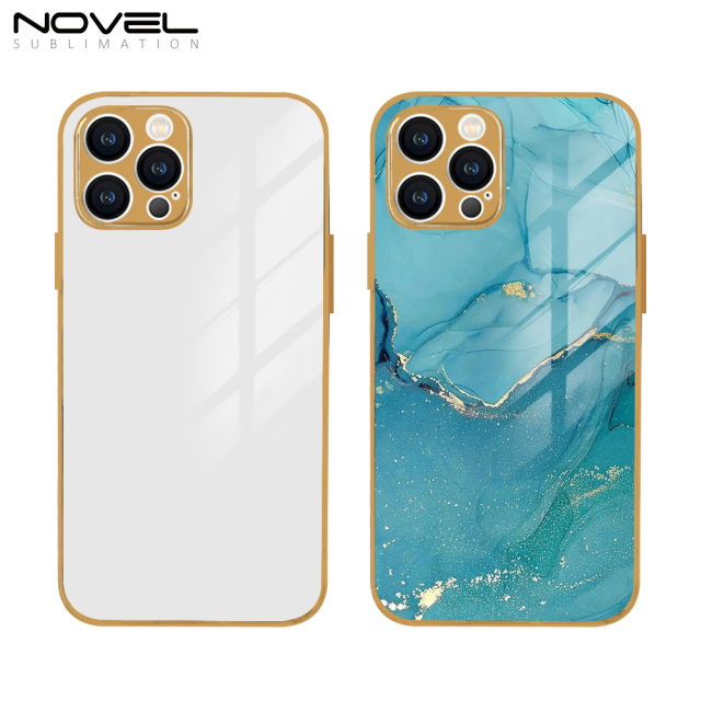 Sublimation Galvanized Electroplated Glass Phone Case With Embossed Edge For iPhone 12 Series iPhone 12mini Pro Max