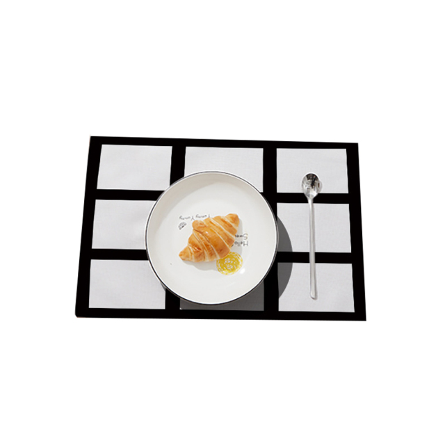 Sublimation Cotton And Linen Rectangular Square Grid Table Mat Decoration Placemat