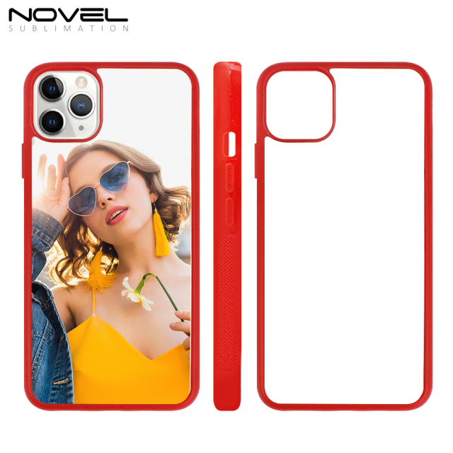 For iPhone 11 Pro Max Sublimation Blank Colorful  2D TPU Rubber Phone Case With Aluminum Sheet