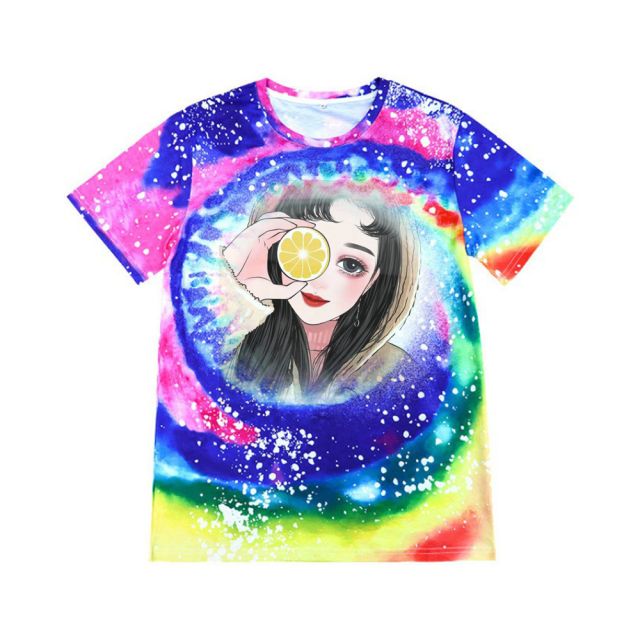 Sublimation DIY Fashion Colorful Polyester T-shirt Adult Short Sleeves For Thermal Transfer Printing