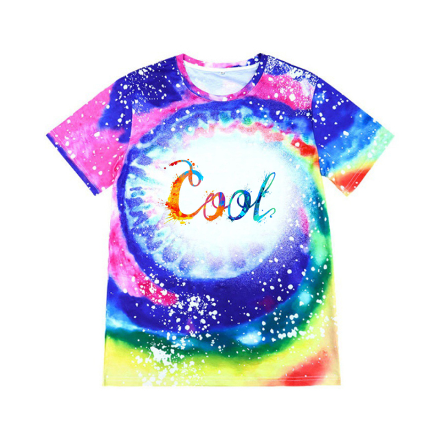 Sublimation DIY Fashion Colorful Polyester T-shirt Adult Short Sleeves For Thermal Transfer Printing