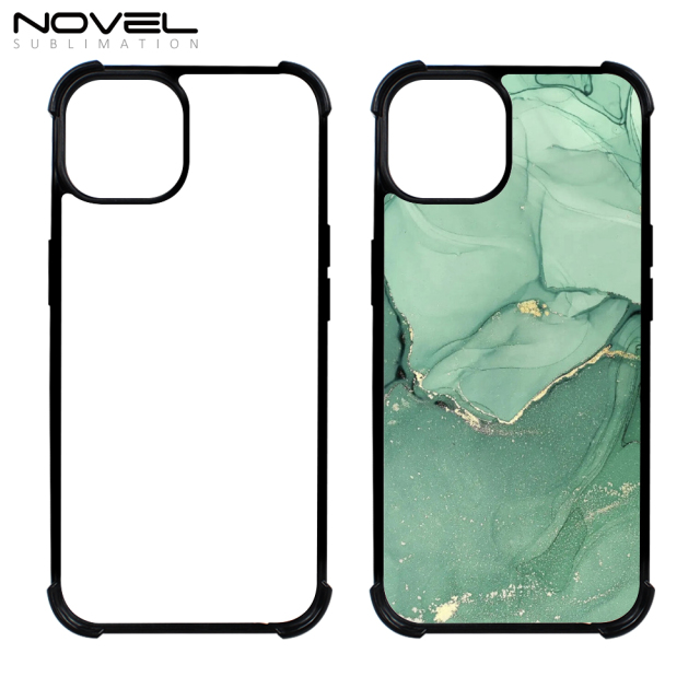 For iPhone 14 13 12 11 Series Sublimation  2D TPU Case with Four Corner Anti-drop Rubber Phone Cover With Aluminum Sheet