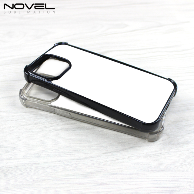 For iPhone 14 Pro Max 2D TPU Case with Four Corner Anti-drop Rubber Phone Shell With Aluminum Sheet For Sublimation Printing